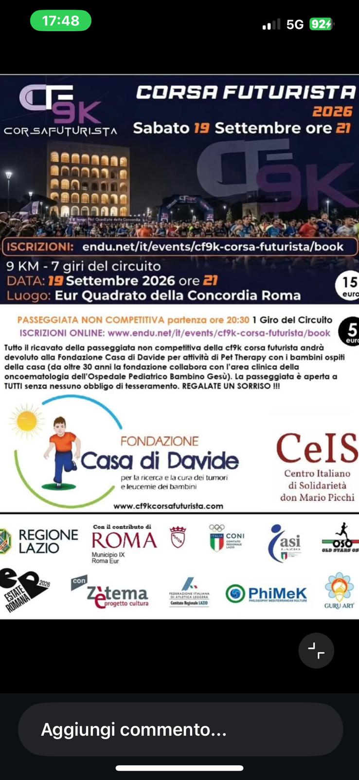 Locandina Corsa Futurista 2026
